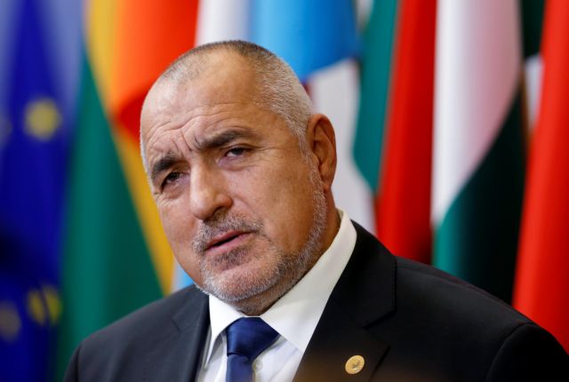 Bulgaria's PM Borisov briefs the media during a EU leaders summit in Brussels