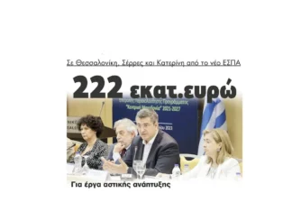 tzitzikostas perifereia kentrikis makedonias espa 2021 2027 erga astikis anaptiksis 222 ekatommiria evro 2024 2